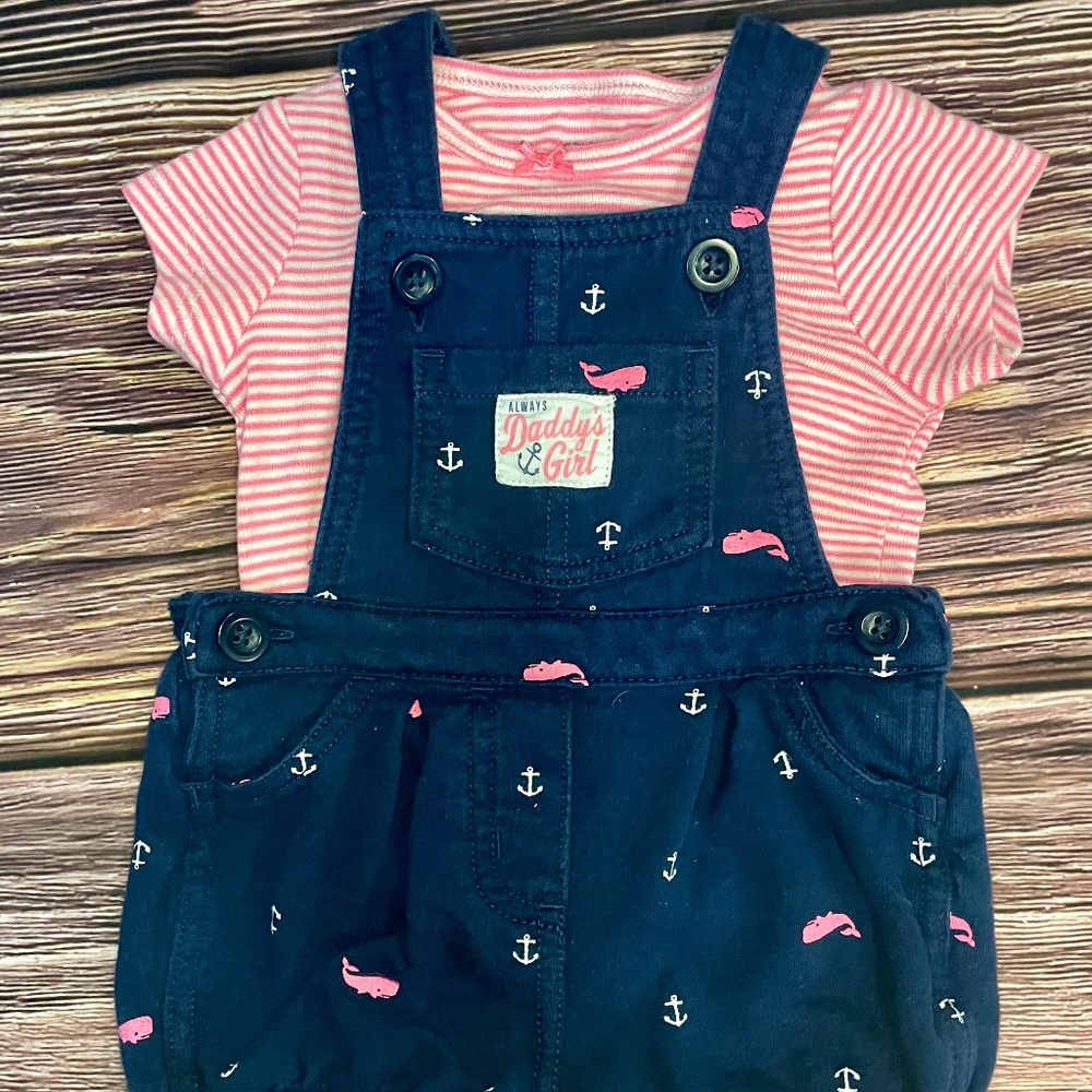 Carter's Overalls with Pink Shirt 0-3 Months